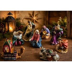 Grandeur Noel Collector's Edition 2003 Hand Painted Nativity Set Large